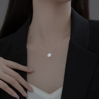 [COD] เปาเขา ins จี้วงกลมดีไซน์เฉพาะกลุ่มสร้อยคอเพชร Moissanite เลียนแบบสไตล์เกาหลีแบบเรียบง่ายเครื่องประดับโซ่กระดูกไหปลาร้าหญิง