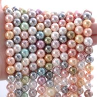 Natural Freshwater Shell Beads Multicolor Round Shells Pearls Loose Spacer Beads For Jewelry Making DIY Bracelet Necklace 6-12mm