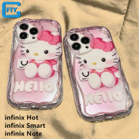 Halo ย้อมสีชมพู Hello Kitty สำหรับ Infinix Hot 8 9 Pro 9 Play 20 20i 30 30i 30 Play Infinix Smart 5 Hot 10 Lite 10 Play 11 Play 6 6 Plus 7 Note 12 G96 X6512 X670 12เคสโทรศัพท์มือถือโปรการ์ตูนน่ารักกรอบนิ่มโปร่งใส