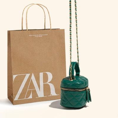 Zaraโฮมเมดหญิง2023ใหม่ผิวสัมผัสของผู้หญิงโซ่กระเป๋าไหล่เอียงลิปสติก Han Edition ถุงกระเป๋าสตรีทรงถัง