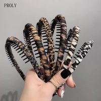 PROLY bando mode besar wanita aksesori ikat rambut macan tutul untuk mencuci wajah tidak licin