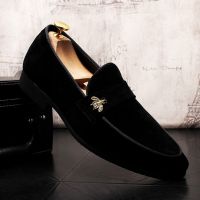 HOT11★คุณภาพสูง Designer Breathable รองเท้าผู้ชาย Loafers,ปักรองเท้าผู้ชายขับรถหรูรองเท้า B86