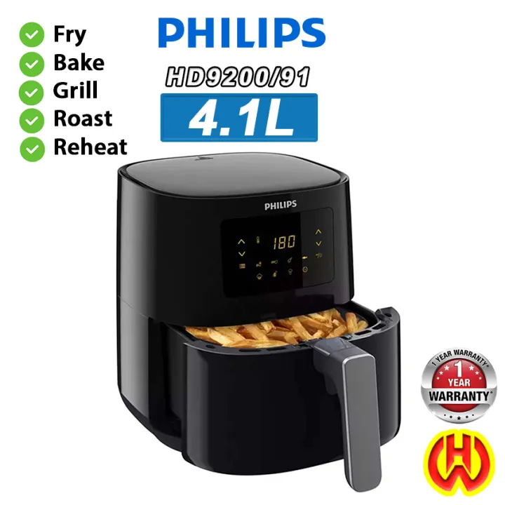 Philips Essential Airfryer HD9200/91 Black 4.1L 1400W HD9200 Fryer | Lazada