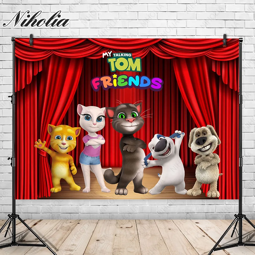 Niholia Talking Tom And Friends Backdrop For Kids Birthday Party  Photography Background Cute Dogs Poster Photo Booth Props | Lazada PH
