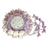 Lolita Handmade Headdress Fashionable Flower Pearl Lace Ribbon Bead Chain Hair Clip Hat Elegant Party Cap