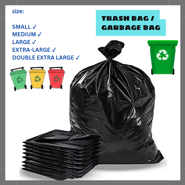 BIODEGRADABLE Trash bag Garbage bag Black (Small/Medium/Large/XL/XXL)