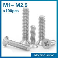 100Ppcs/lot 304 Stainless steel GB819 Cross Phillips Flat Countersunk Head Screw Bolt mini screws  M1 M1.2 ~M2.5 Screw Nut Drivers