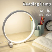 LED Table Lamp Bedroom Bedside Lamp Round Acrylic Living Room Lamp Reading Lamp White Touch Control Dimmable Night Light