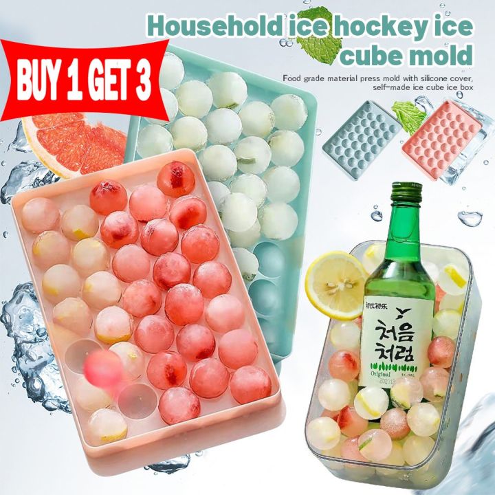 Round ice tray, small round ice hockey mold with cover, cocktail and whisky ice  tray without bisphenol A.