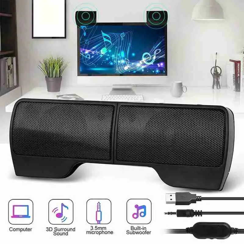 USB Speaker PC Sound Box Music For Computer Laptop Stereo Subwoofer Bass  Acoustic Hifi Audio Home Theater Soundbar System Bocina