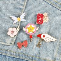 11 Style Sakura Star Wings Bowknot Rhinestone Brooch Heart Badge Jackets Brooches For Women Enamel Pin Metal Accessories Jewelry