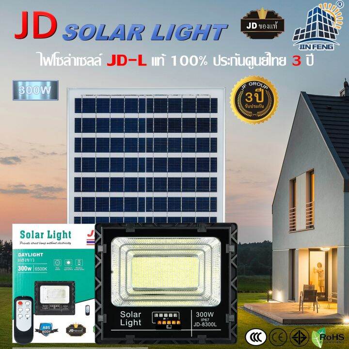 jd-8300l-300w-jd-solar-light-led-รุ่นใหม่-jd-l-ใช้พลังงานแสงอาทิตย์100-โคมไฟสนาม-โคมไฟสปอร์ตไลท์-โคมไฟโซล่าเซลล์-แผงโซล่าเซลล์-ไฟled-รับประกัน-3-ปี