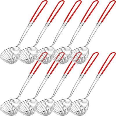 Stainless Steel Colander Sieve,Wire Skimmer Spoon with Handle for Hot Pot Eating Soup Draining and Pearl Food 10Pcs