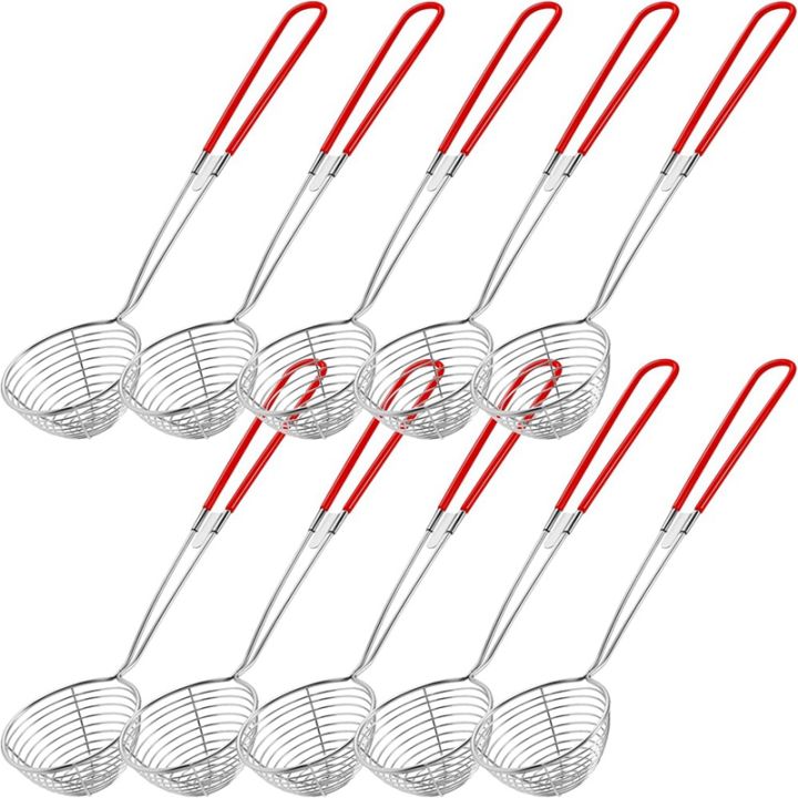 stainless-steel-colander-sieve-wire-skimmer-spoon-with-handle-for-hot-pot-eating-soup-draining-and-pearl-food-10pcs