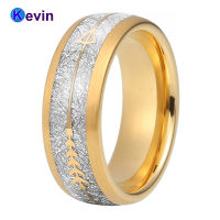 Gold Wedding Band Men Women Tungsten Ring With Gold Steel Arrow And White Meteorite Inlay New Arrivals