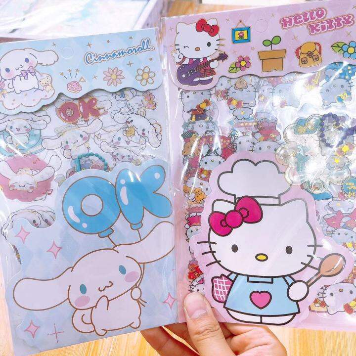 sanrio-series-stickers-hand-account-materials-childrens-cute-cartoons-pet-stickers-waterproof-cards-decoration-wholesale