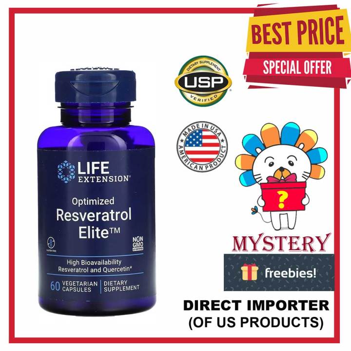 Life Extension, Optimized Resveratrol Elite, 60 Vegetarian Capsules ...