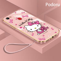 เคส OPPO F7เรียบง่ายสุดหรูชุบทองเคสโทรศัพท์ Hello Kitty เคสซิลิโคน TPU แบบนิ่ม