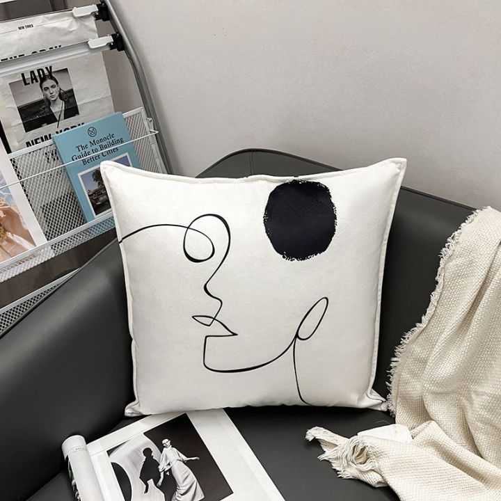 sales-pillow-ins-style-fashion-simple-home-sofa-bed-pillowcase-pillow-line-drawing-black-and-white-pattern-decorative