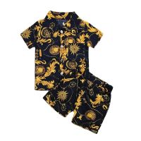 COD SDFGERTYTRRT Summer Baby Boys Short Sleeve Floral Print Tops Blouse T-shirt Shorts Children Casual Outfits Sets