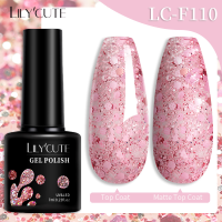 LILYCUTE เจลกลิตเตอร์7มล. สำหรับฤดูใบไม้ผลิและฤดูร้อนเล็บสีชมพูประกายแวววาวศิลปะเล็บ Vernis กึ่งถาวรเลื่อมเจลยูวีเจงสีชมพูทาเล็บสีสันสดใส