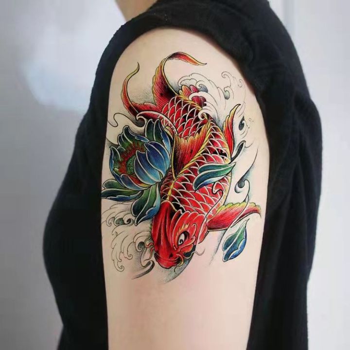Cá chép is a symbol of good fortune and luck. A tattoo of a carp on your foot represents your strong will and perseverance. Don\'t miss out on this beautiful carp tattoo on the foot. Look at the picture now!