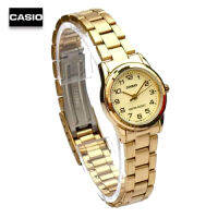 Velashop นาฬิกาข้อมือผู้หญิง Casio Standard  สีทอง สายสเตนเลส รุ่น LTP-V001G-9BUDF, LTP-V001G-9B, LTP-V001G