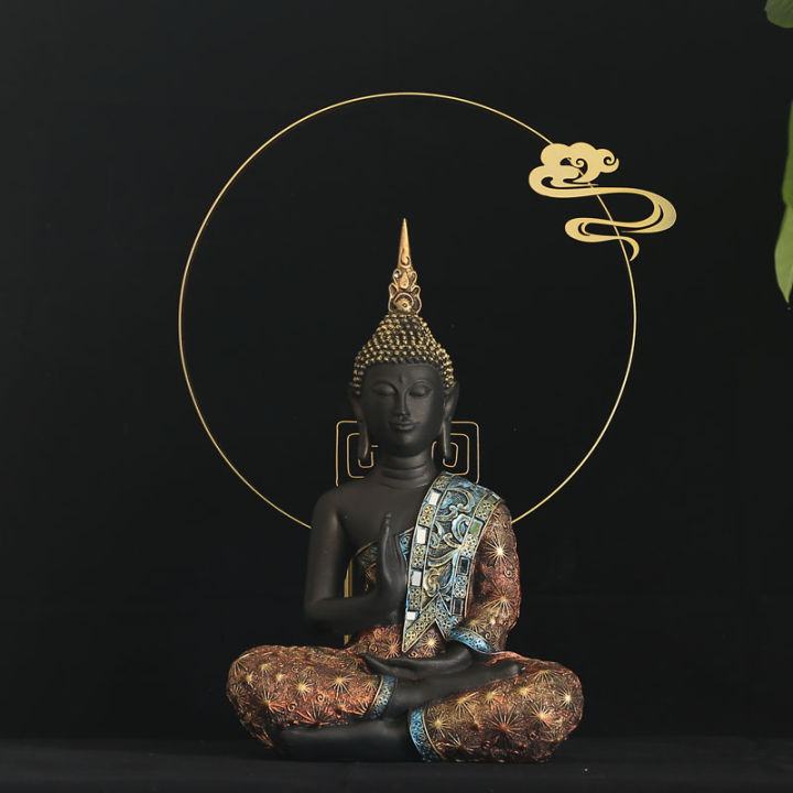 พระพุทธรูปขนาดใหญ่รูปปั้นประเทศไทย-buda-พระพุทธรูปประติมากรรมสีเขียวเรซิ่น-handmade-พุทธศาสนา-hindu-fengshui-figurine-สมาธิ-home-decor
