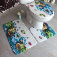 3D Flannel Printing Toilet 3pcsset Carpet Toilet Floor Mats Bathroom Antiskid Pad Super Soft toilet accessories decoration home