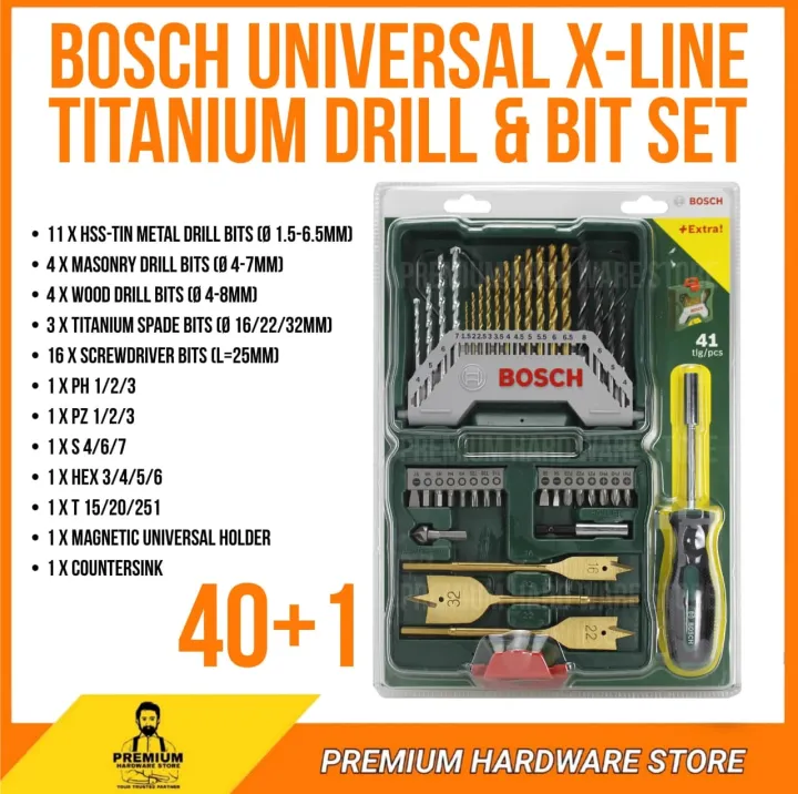 BOSCH 40+1 Universal XLine Titanium Drill & Bit Set Mata Mesin Gerudi