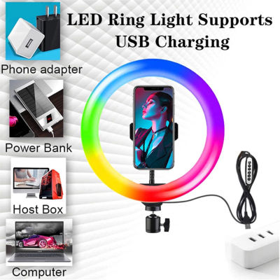 ไฟวิดีโอ10W 3000-6000K LED Ring Lamp Adjustable Selfie Light Lamp Phone Holder Remote Controller Selfie Tool Tripod