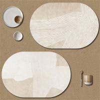 Dining Table Mat Waterproof Simple Household Oval Household Tools Western Food Mat Oil-Proof Wash-Free Leather Bowl Mat Modern