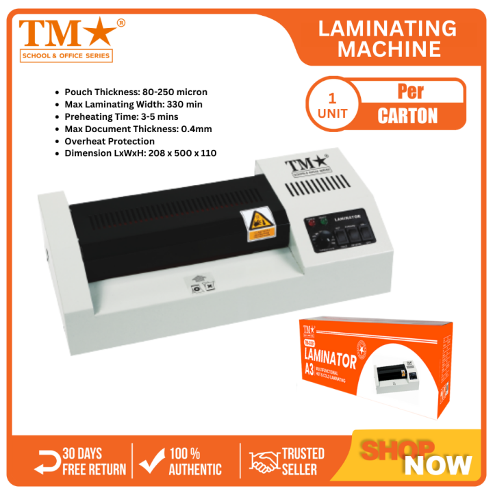 TM Multifunctional Hot & Cold Laminator A3 size x 1 unit Lazada PH