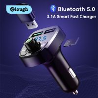 Elough บลูทูธสำหรับรถยนต์เครื่องส่งสัญญาณ FM 5.0,ที่ชาร์จแบตในรถ2 USB ชุดแฮนด์ฟรีในรถยนต์เครื่องเล่น Mp3เครื่องรับสัญญาณเสียงการ์ดสนับสนุน TF