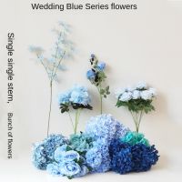 【Approving】Blue SeriesPeony ดอกไม้ประดิษฐ์ Stouch ช่อดอกไม้ประดิษฐ์ Fakefor WeddingFlowers Home Garen Decor