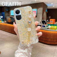 GFAITH สร้อยข้อมือ OPPO Reno เคสโทรศัพท์10/Reno 10 Pro / Reno10 Pro + / A78 5G /A78 4G / Reno 8T 5G / Reno 8T 4G เคสประดับเพชรลายความรักเคสนิ่มโทรศัพท์มือถือส่องแสงเป็นประกายวิบวับ