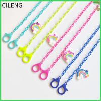 CILENG โซ่ดอกไม้อะคริลิคกันหลงหลากสีรุ้ง Unisex สายคล้องคอผ้าคลุมหน้าสายห้อยแว่นตาที่คล้องสายไฟผ้าคลุมหน้า