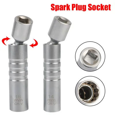 Universal Joint 12 Angle Flexible Socket Wrench With Magnetic Spark Plug Socket Thin Wall 14mm 16mm Auto Repair Tool
