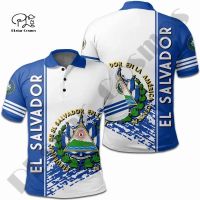 2023 New Fashion  PLstar Cosmos 3DPrint El Salvador Country Flag Polo Shirt Team Funny Streatwear Harajuku Sleeveless Tees Fitness Unisex Style-1，Size: XS-6XL Contact seller for personalized customization of name and logo