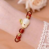 PINGCHUISHOP สร้อยข้อมือผู้หญิงลายโบราณ FU ของขวัญคนรักตัวละครจีนมีเสน่ห์สร้อยข้อมือเนไฟรต์เทียมสร้อยข้อมือปีใหม่จีนเชือกมือกระต่ายสร้อยข้อมือผู้หญิง