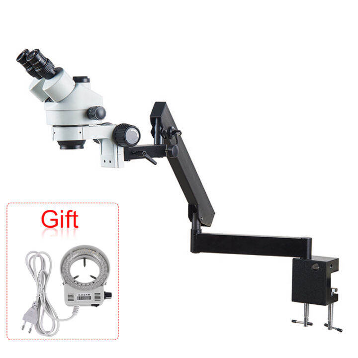 yizhan-7x-45x-อุตสาหกรรมกล้องจุลทรรศน์สเตอริโอ-trinocular-articulating-arm-pillar-clamp-zoom-38mp-hdmi-กล้องวิดีโอของขวัญ-led-light