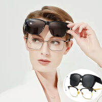 Women Fashion Big Frame 2 IN 1 Sunglasses Outdoor Activity Anti Glare Goggles Used For Myopia Hyperopia Outer Frame Suitable Most Frame For Men Square Sunglasses Fishing glasses