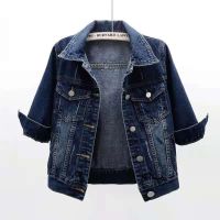 利6 Colors Denim Jacket Women Plus Size 5XL 2022 Autunm and Winter New Korean Style Loose Casual Short Cowboy Jacket Cardigan Three Quarter Sleeve Coat for Women