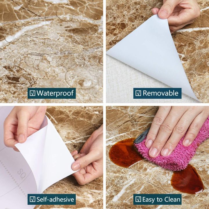 หินอ่อนสีน้ำตาลวอลล์เปเปอร์3d-ที่ถอดออกได้กันน้ำตกแต่งผนังกระดาษไวนิลสำหรับตกแต่งห้องครัวตกแต่งด้วยตนเองสติ๊กเกอร์ติดผนังติด