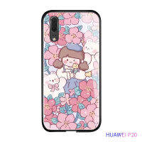 เคสโทรศัพท์พร้อมสำหรับ P10 Huawei P20 Pro บวกกับดอกไม้สุดหรูเด็กผู้หญิงกระจกเทมเปอร์เคสมันวาวกันกระแทกฝาหลังเคสใหม่