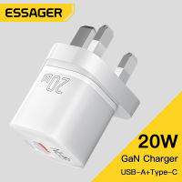 Essager 20W USB GaN Type C ที่ชาร์จ PD ชาร์จโทรศัพท์อย่างรวดเร็ว QC 3.0เครื่องชาร์จเร็วสำหรับ iPhone 14 13 12 11 Pro Max Mini iPad Charging