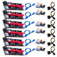 6pcs VER009 USB 3.0 PCI-E Riser Newest VER 009S Express 1X 4x 8x 16x Extender Riser Adapter Card SATA 15pin to 6 pin Power Cable