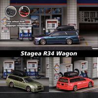 SW รถ R34เกวียน1:64 Stagea รถสะสมโมเดลรถยนต์ Diorama ขนาดเล็ก