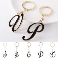 Fashion A-Z Circular Letters Keychain 26 Initials Keyring Men Pendant Car Holder Accessorie Souvenir