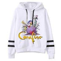 Coraline Hoodies ผู้หญิงกราฟิกอะนิเมะแนวสตรีทแวร์หมวกสวมหัวสวยงาม Y2k เสื้อผ้าฤดูหนาวหญิง